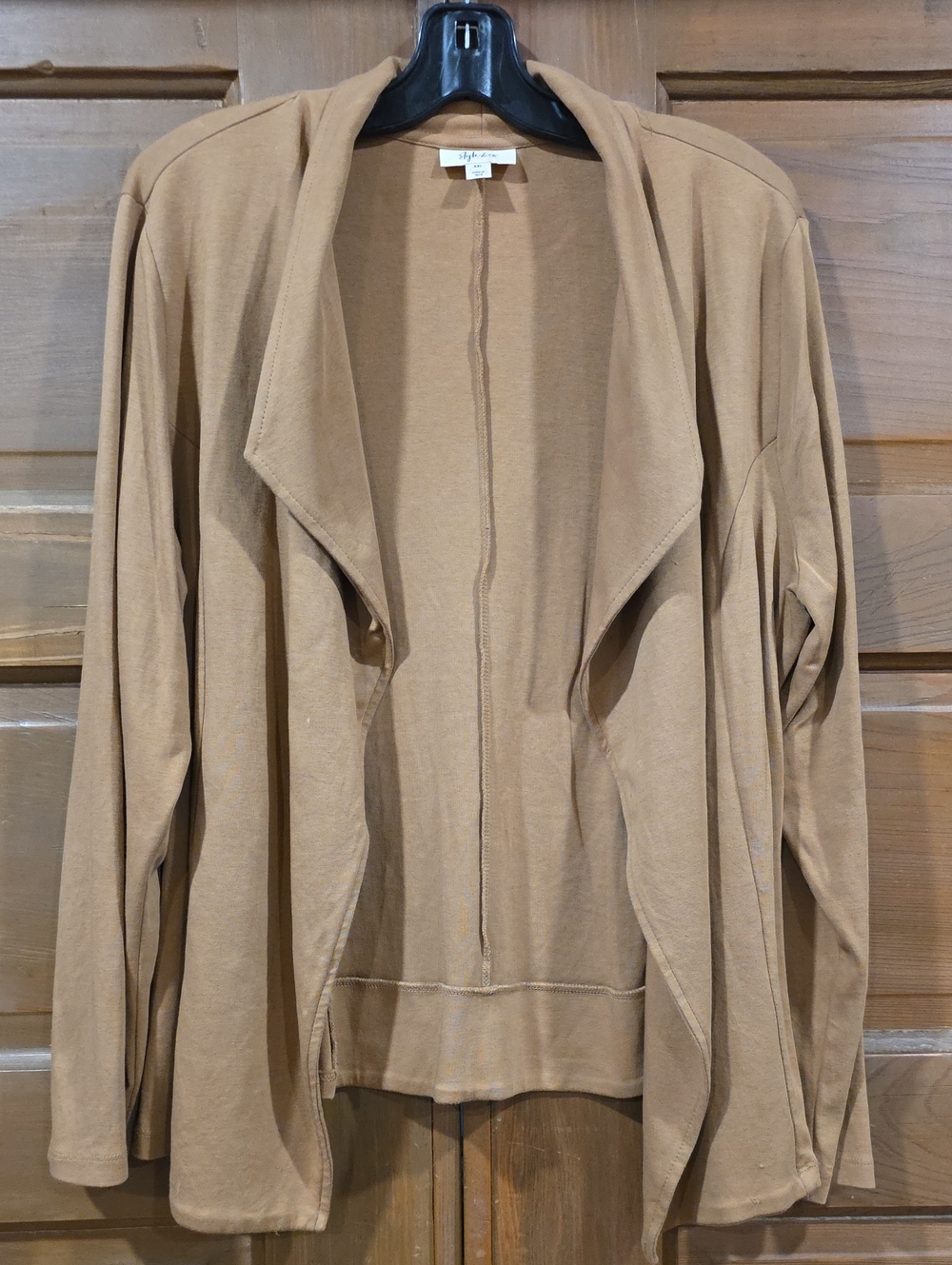 Style & Co. Open-Front Draped Blazer Jacket in Camel